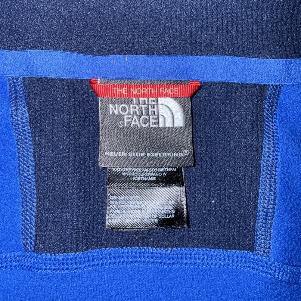 North Face Pullover Mens Large Blue Fleece 1/4 Zip Mock Neck Outdoor Hiking Top